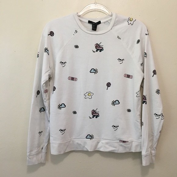 Forever 21 Roller Skate Eggs Print Crew Sweatshirt - Picture 2 of 7